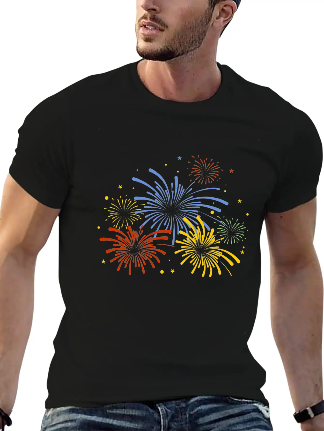 Fire Work New Year Stylish Everyday T-Shirt – Unisex Basic Cotton Tee