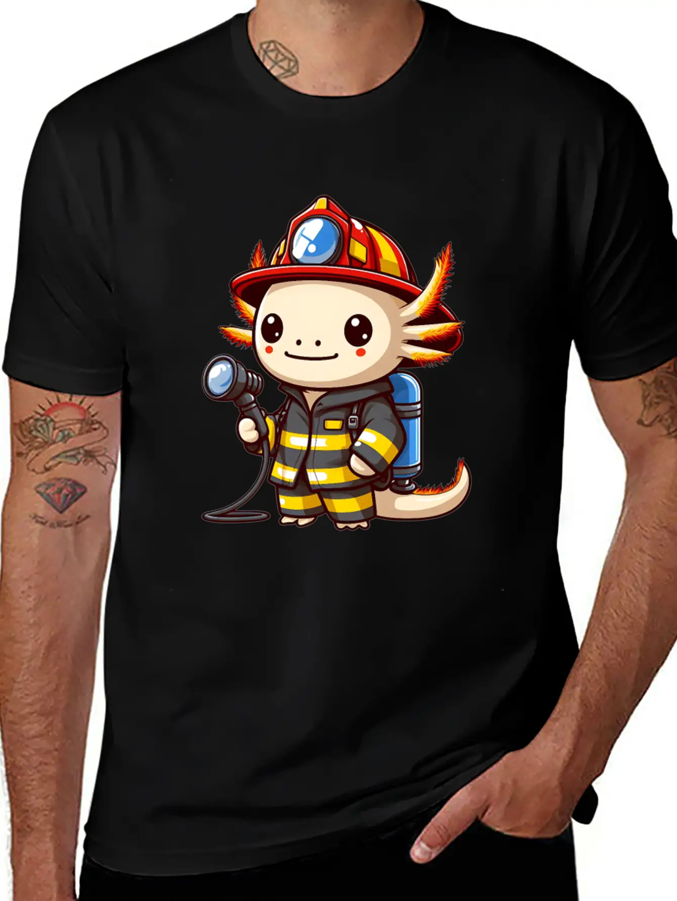 Firefighter Axolotl Timeless Short Sleeve Tee – Comfy And Minimalist Design
