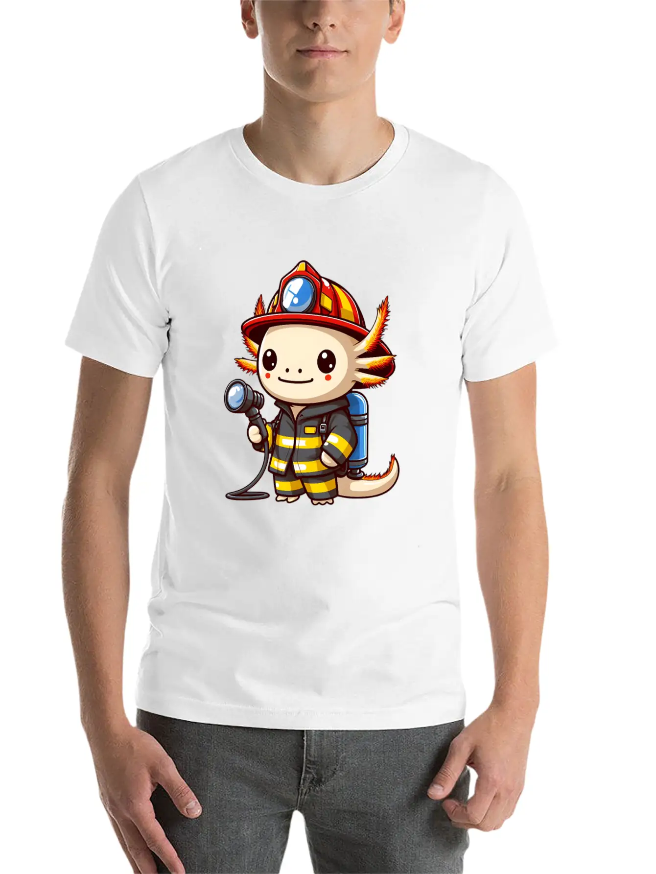 Firefighter Axolotl Timeless Short Sleeve Tee – Comfy And Minimalist Design