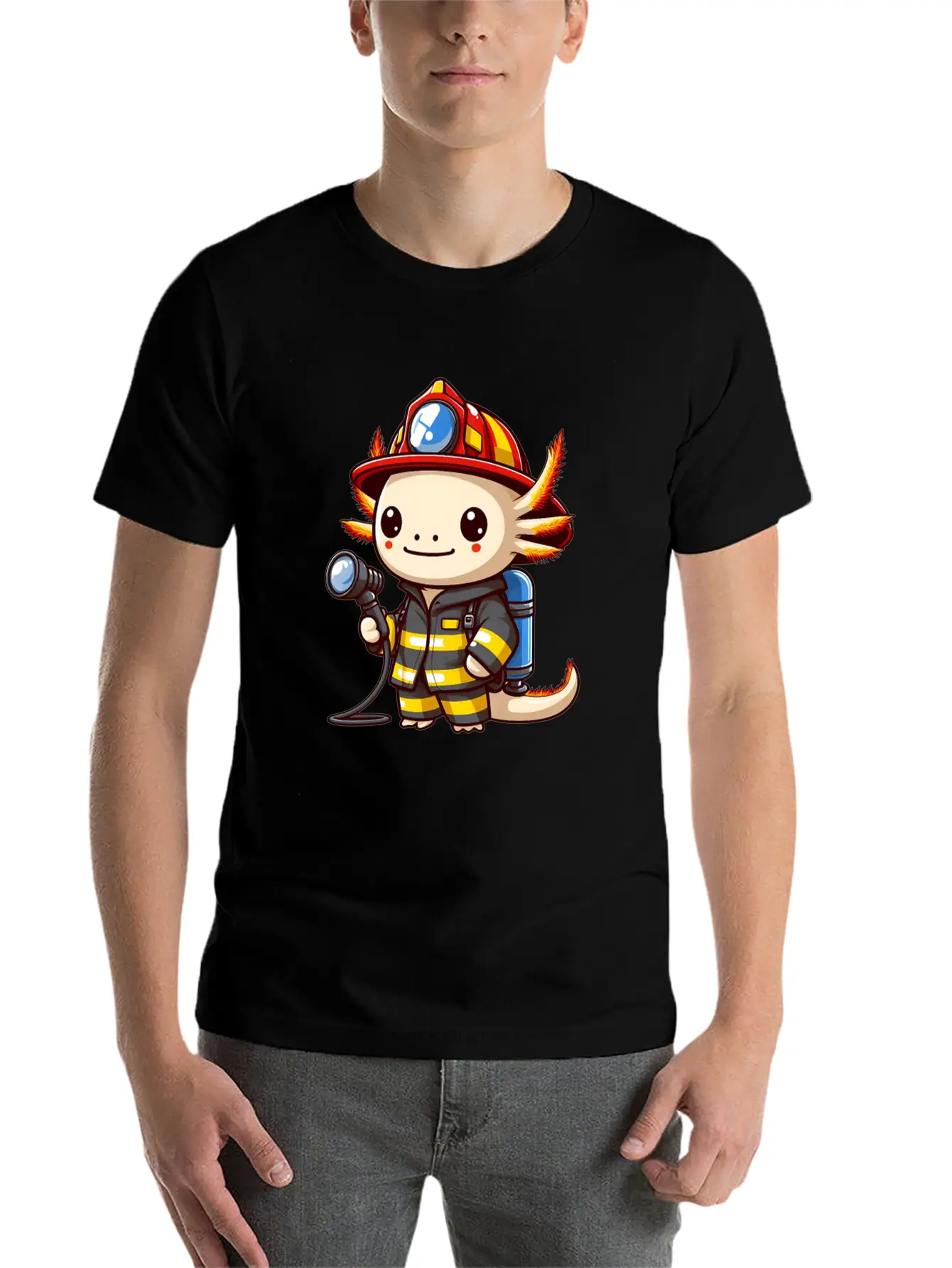 Firefighter Axolotl Timeless Short Sleeve Tee – Comfy And Minimalist Design