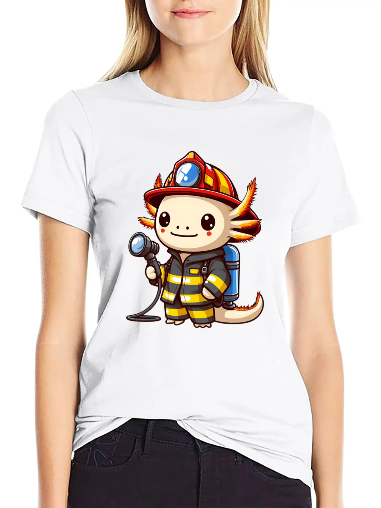 Firefighter Axolotl Timeless Short Sleeve Tee – Comfy And Minimalist Design