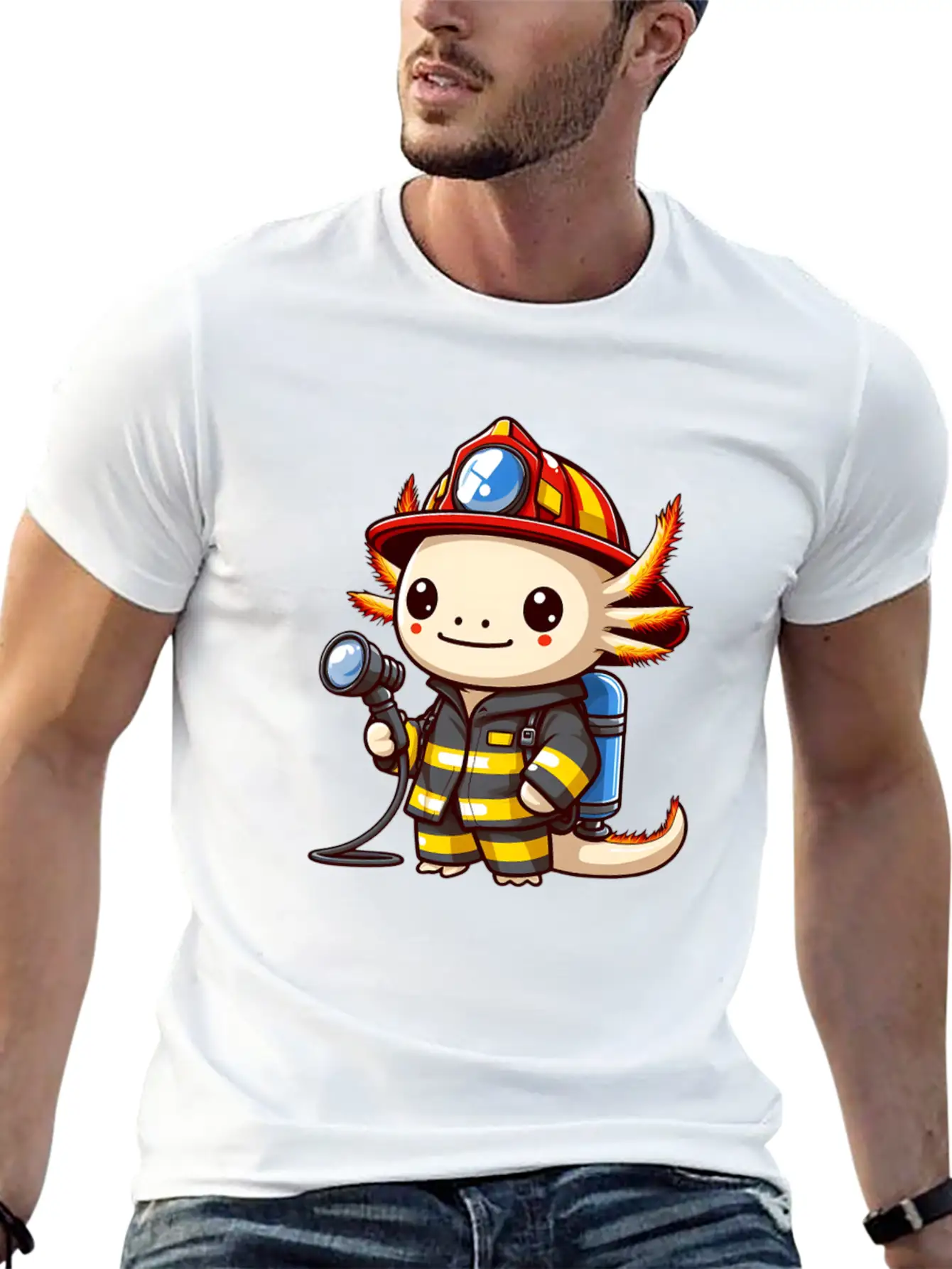 Firefighter Axolotl Timeless Short Sleeve Tee – Comfy And Minimalist Design