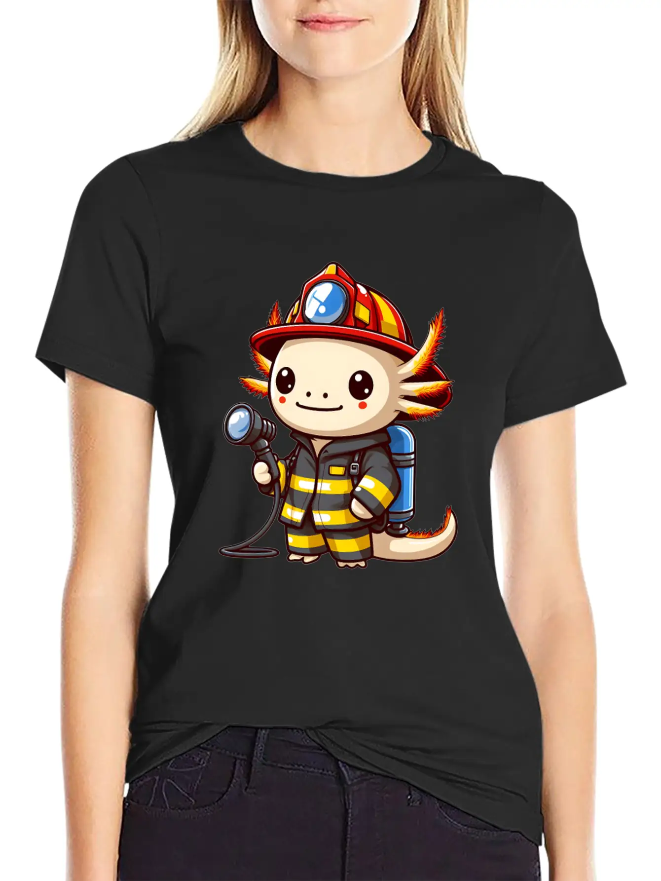 Firefighter Axolotl Timeless Short Sleeve Tee – Comfy And Minimalist Design