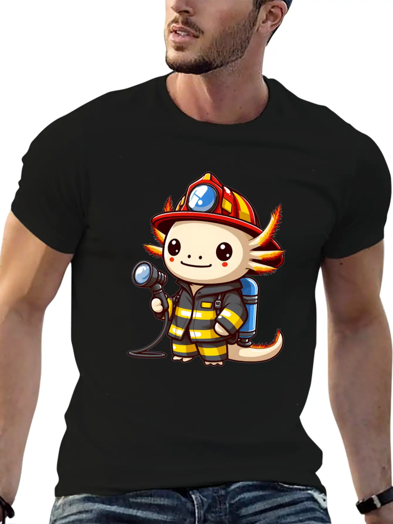 Firefighter Axolotl Timeless Short Sleeve Tee – Comfy And Minimalist Design