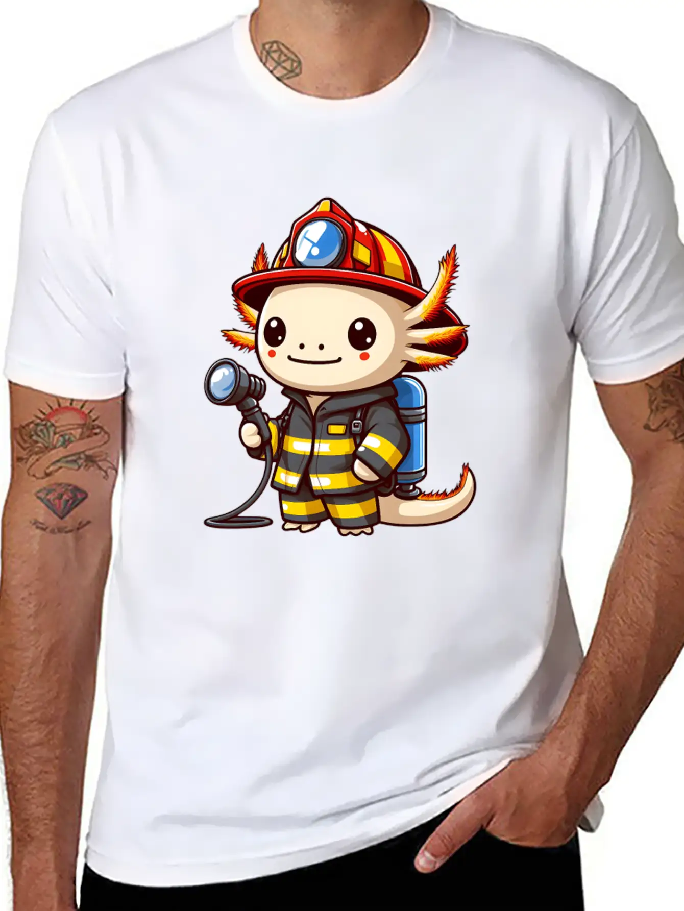 Firefighter Axolotl Timeless Short Sleeve Tee – Comfy And Minimalist Design