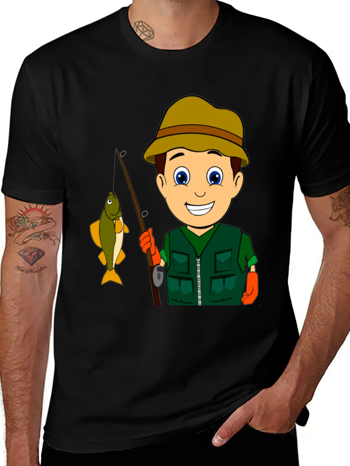 Fisher Fishing Angler Angeln Fischen Basic Graphic T-Shirt – Daily Comfort In Soft Cotton