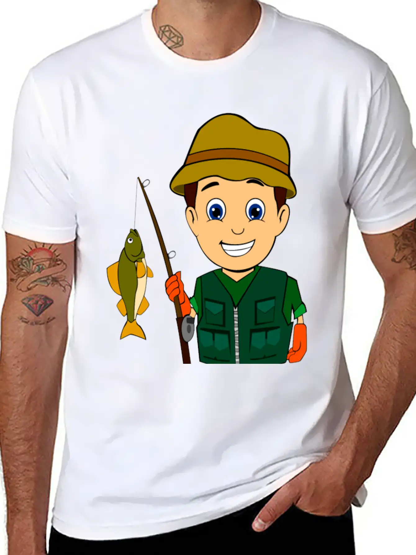 Fisher Fishing Angler Angeln Fischen Basic Graphic T-Shirt – Daily Comfort In Soft Cotton