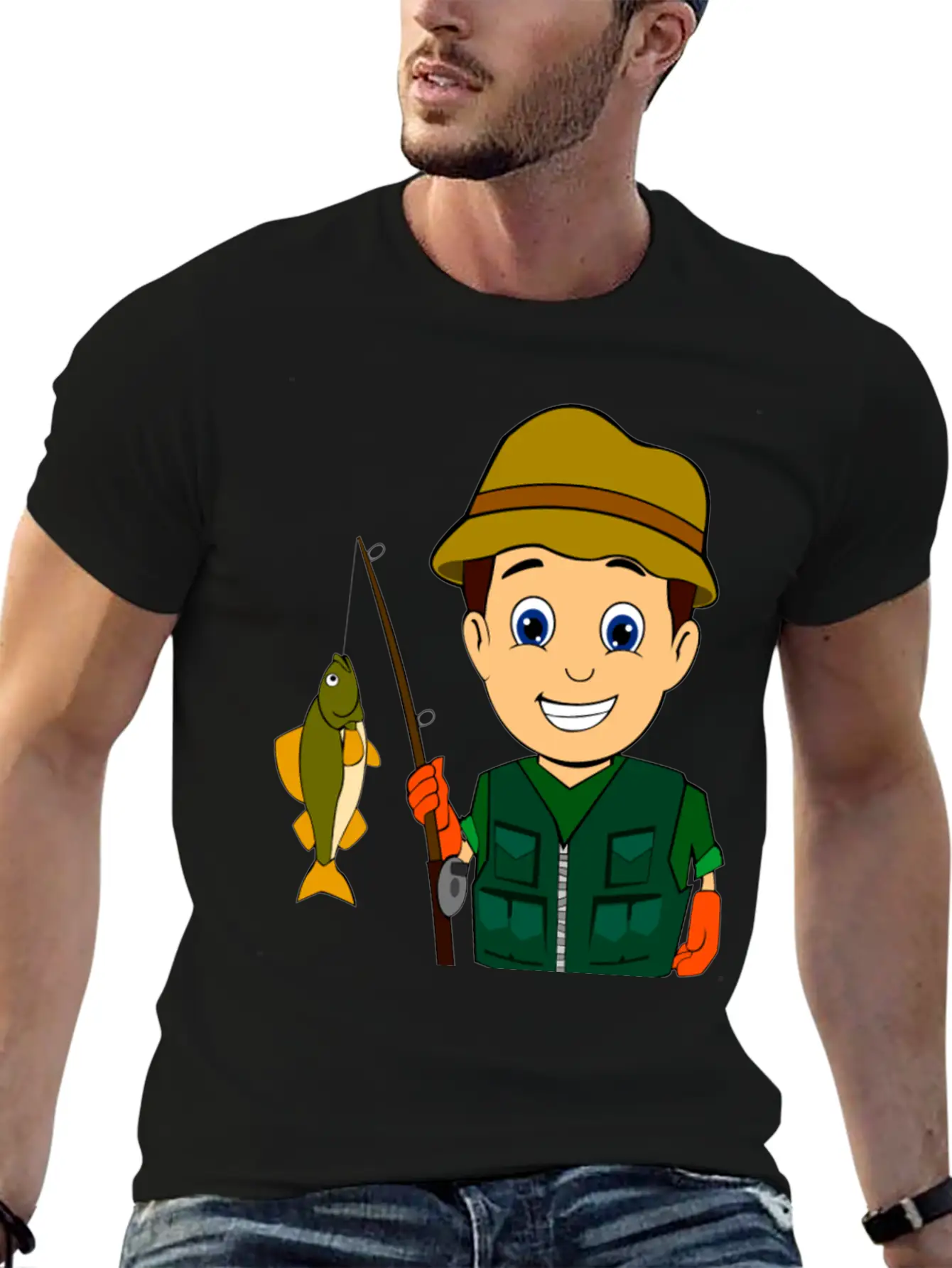 Fisher Fishing Angler Angeln Fischen Basic Graphic T-Shirt – Daily Comfort In Soft Cotton