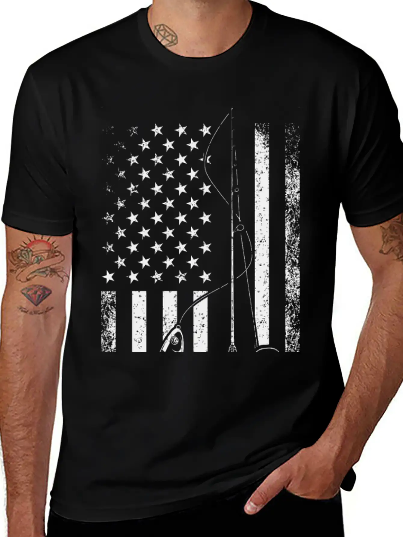 Fisherman Christmas Fishing American Flag USA Patr Stylish Everyday T-Shirt – Unisex Basic Cotton Tee
