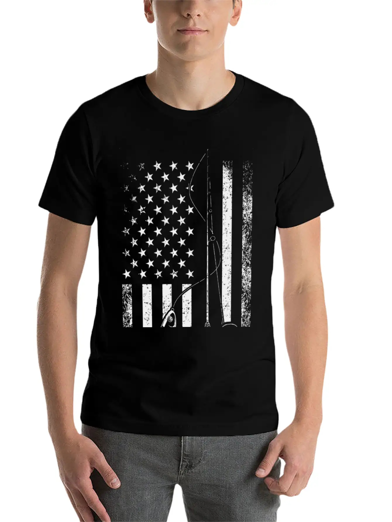 Fisherman Christmas Fishing American Flag USA Patr Stylish Everyday T-Shirt – Unisex Basic Cotton Tee
