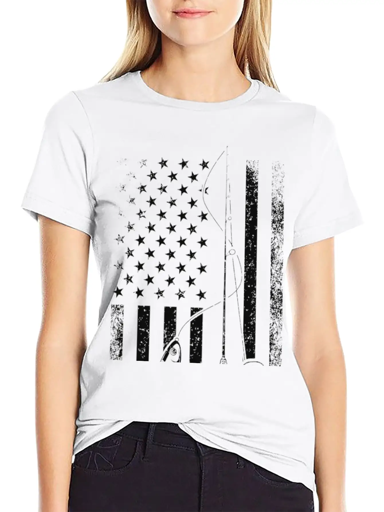 Fisherman Christmas Fishing American Flag USA Patr Stylish Everyday T-Shirt – Unisex Basic Cotton Tee