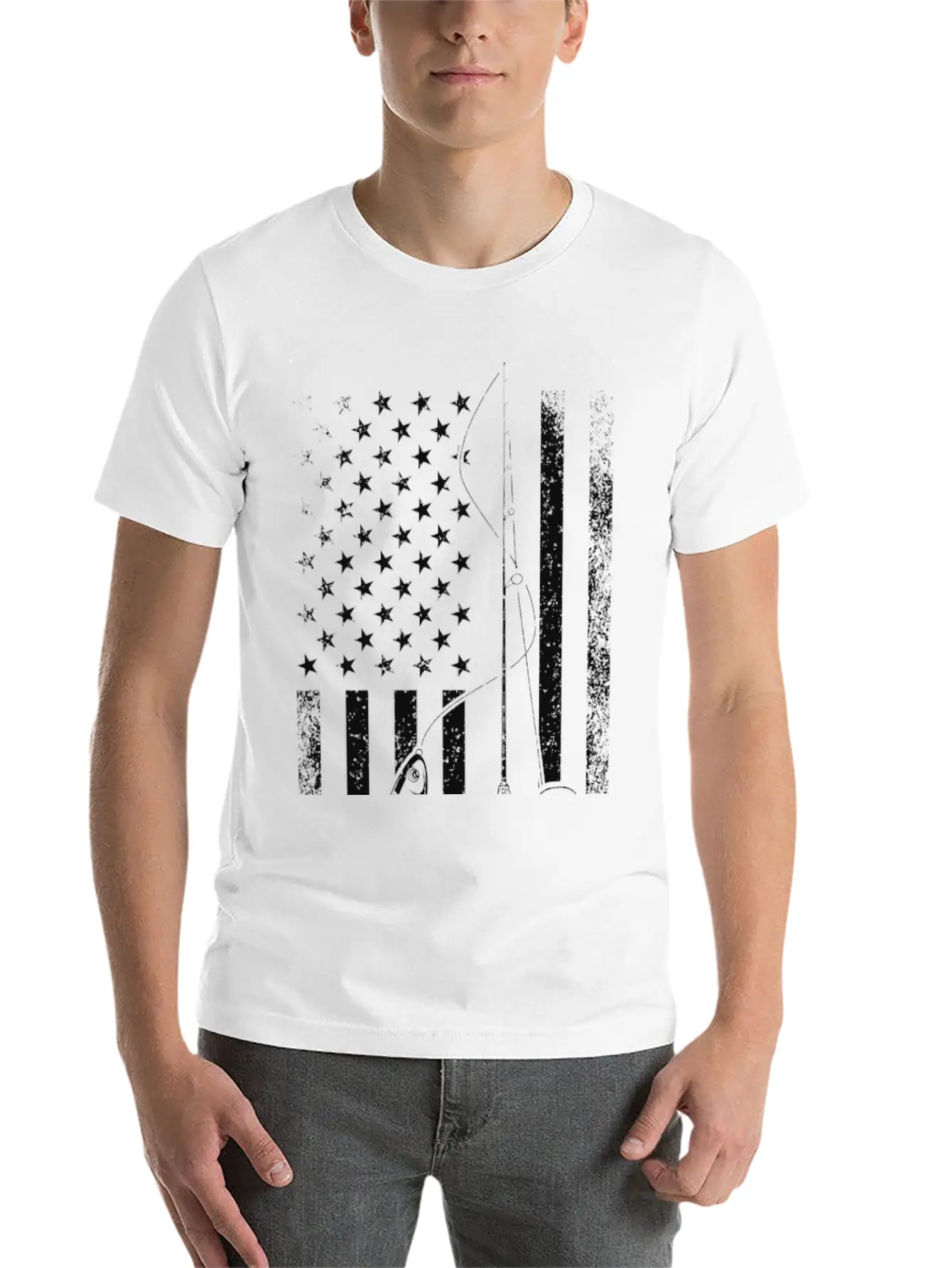 Fisherman Christmas Fishing American Flag USA Patr Stylish Everyday T-Shirt – Unisex Basic Cotton Tee