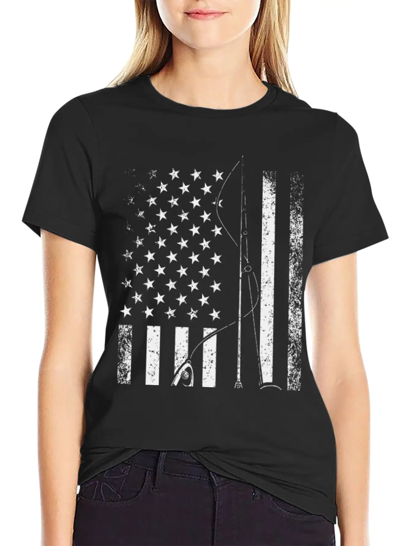 Fisherman Christmas Fishing American Flag USA Patr Stylish Everyday T-Shirt – Unisex Basic Cotton Tee