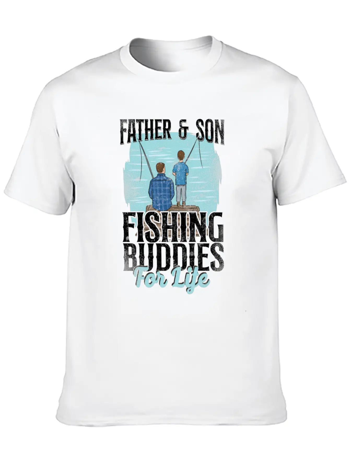 Fishing Buddies Dad Father Son Stylish Everyday T-Shirt – Unisex Basic Cotton Tee