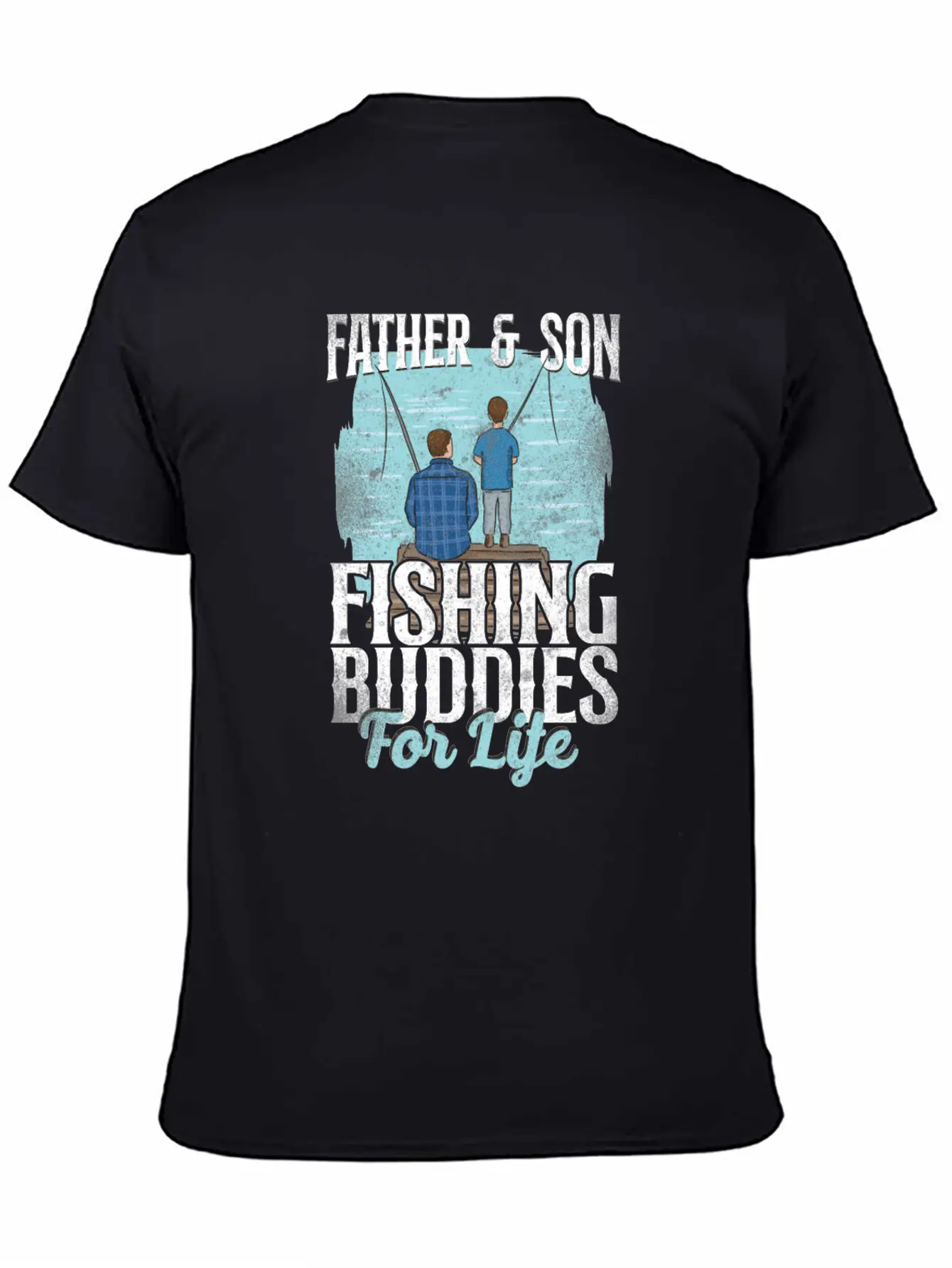 Fishing Buddies Dad Father Son Stylish Everyday T-Shirt – Unisex Basic Cotton Tee