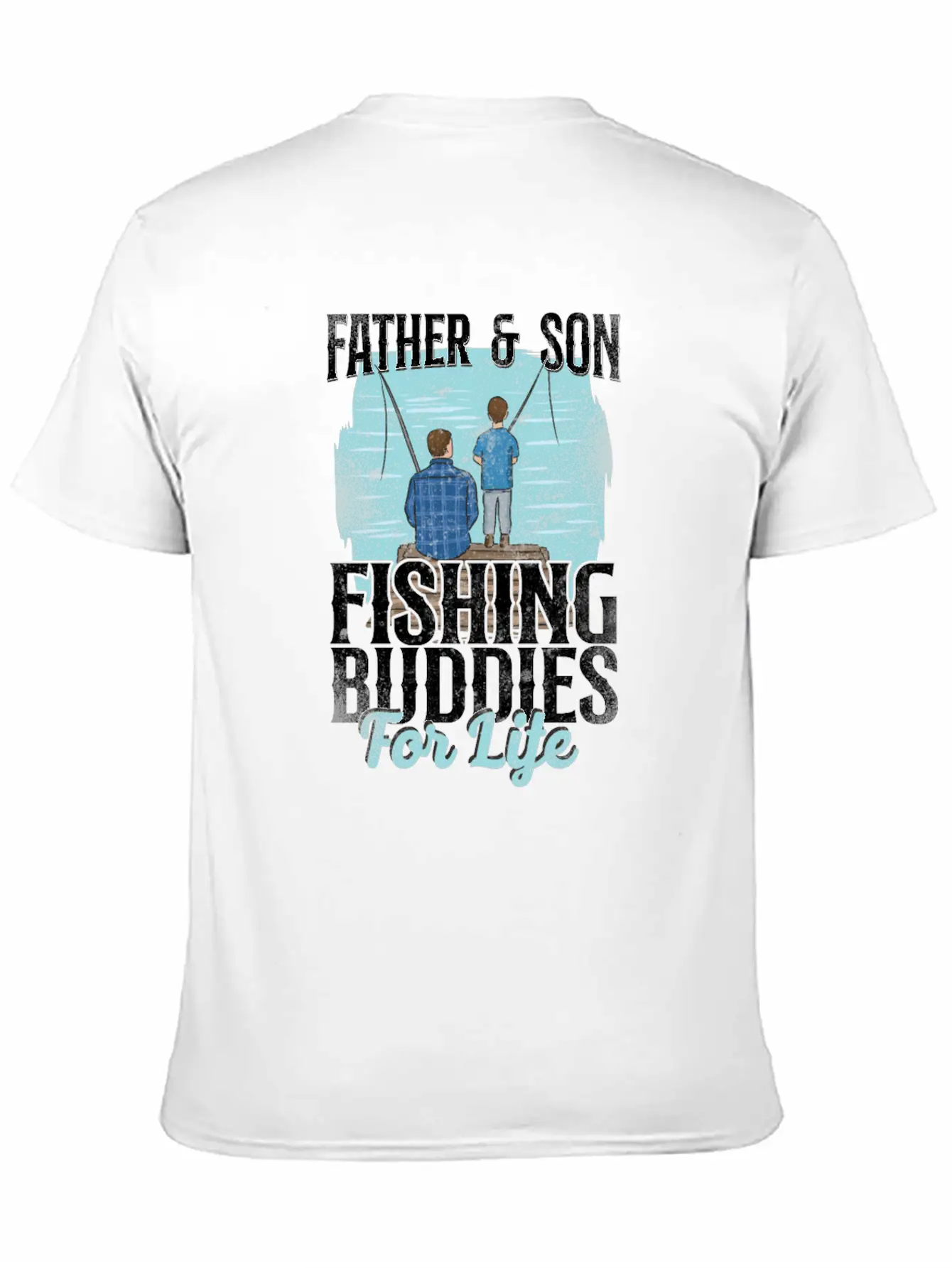 Fishing Buddies Dad Father Son Stylish Everyday T-Shirt – Unisex Basic Cotton Tee
