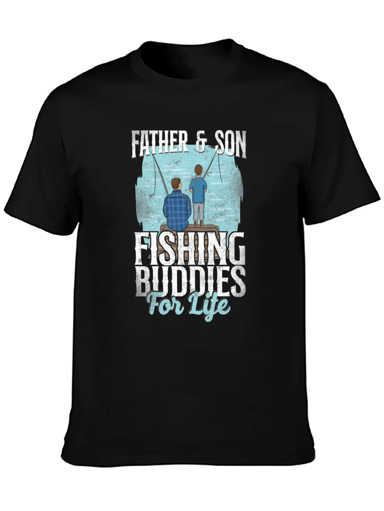 Fishing Buddies Dad Father Son Stylish Everyday T-Shirt – Unisex Basic Cotton Tee