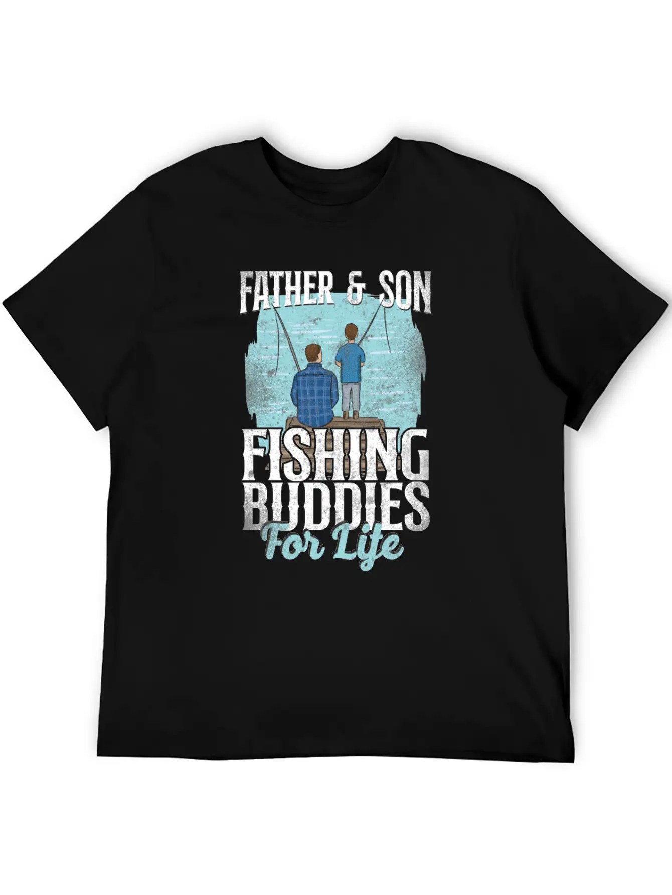 Fishing Buddies Dad Father Son Stylish Everyday T-Shirt – Unisex Basic Cotton Tee