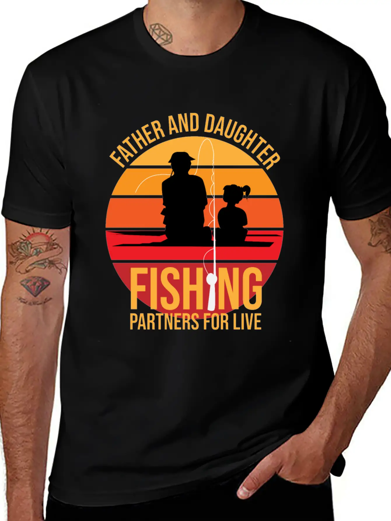 Fishing Father And Daughter Fishing Partners For L Unisex Short Sleeve Soft Cotton T-Shirt – Casual Everyday Wear
