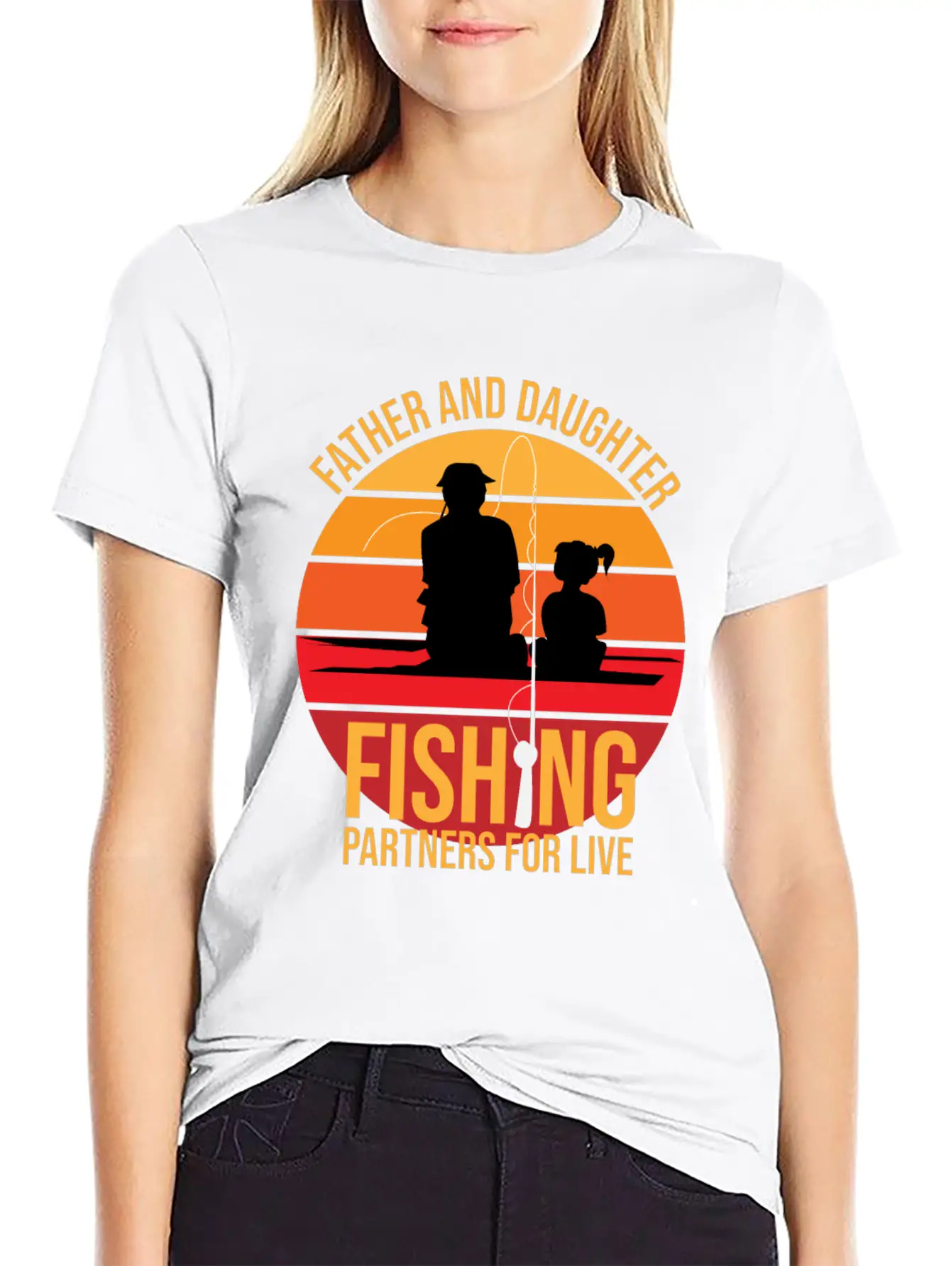 Fishing Father And Daughter Fishing Partners For L Unisex Short Sleeve Soft Cotton T-Shirt – Casual Everyday Wear