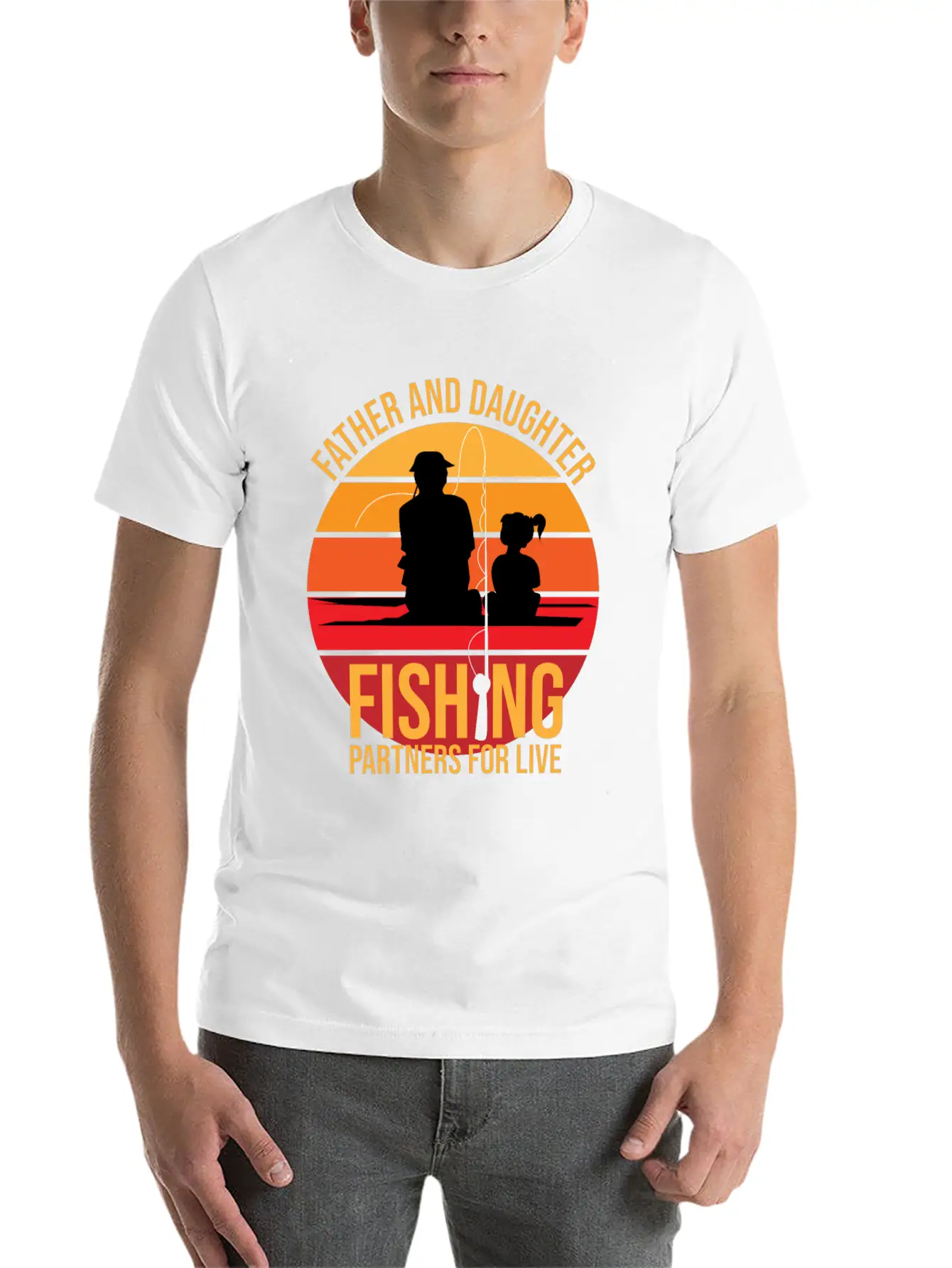 Fishing Father And Daughter Fishing Partners For L Unisex Short Sleeve Soft Cotton T-Shirt – Casual Everyday Wear