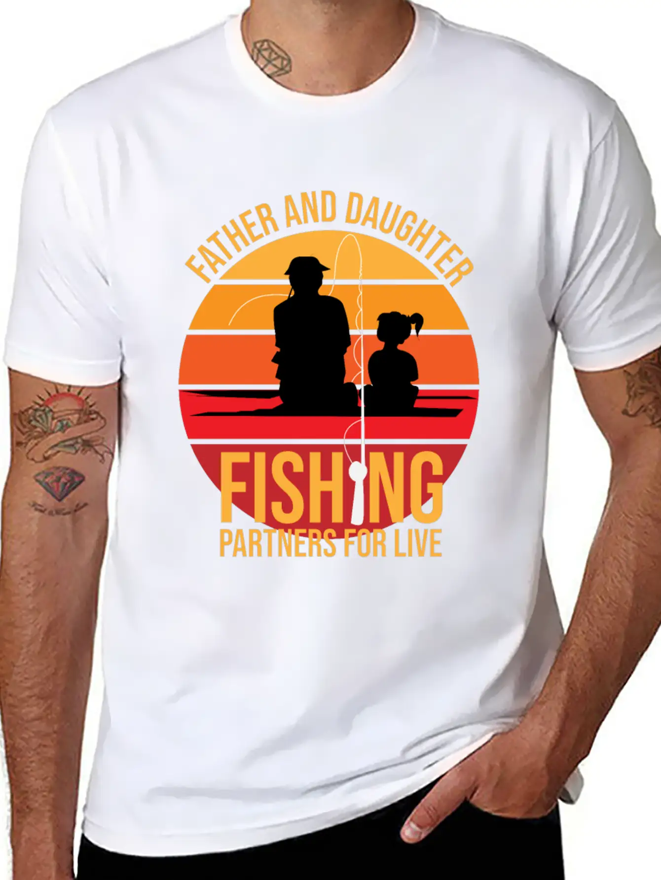 Fishing Father And Daughter Fishing Partners For L Unisex Short Sleeve Soft Cotton T-Shirt – Casual Everyday Wear
