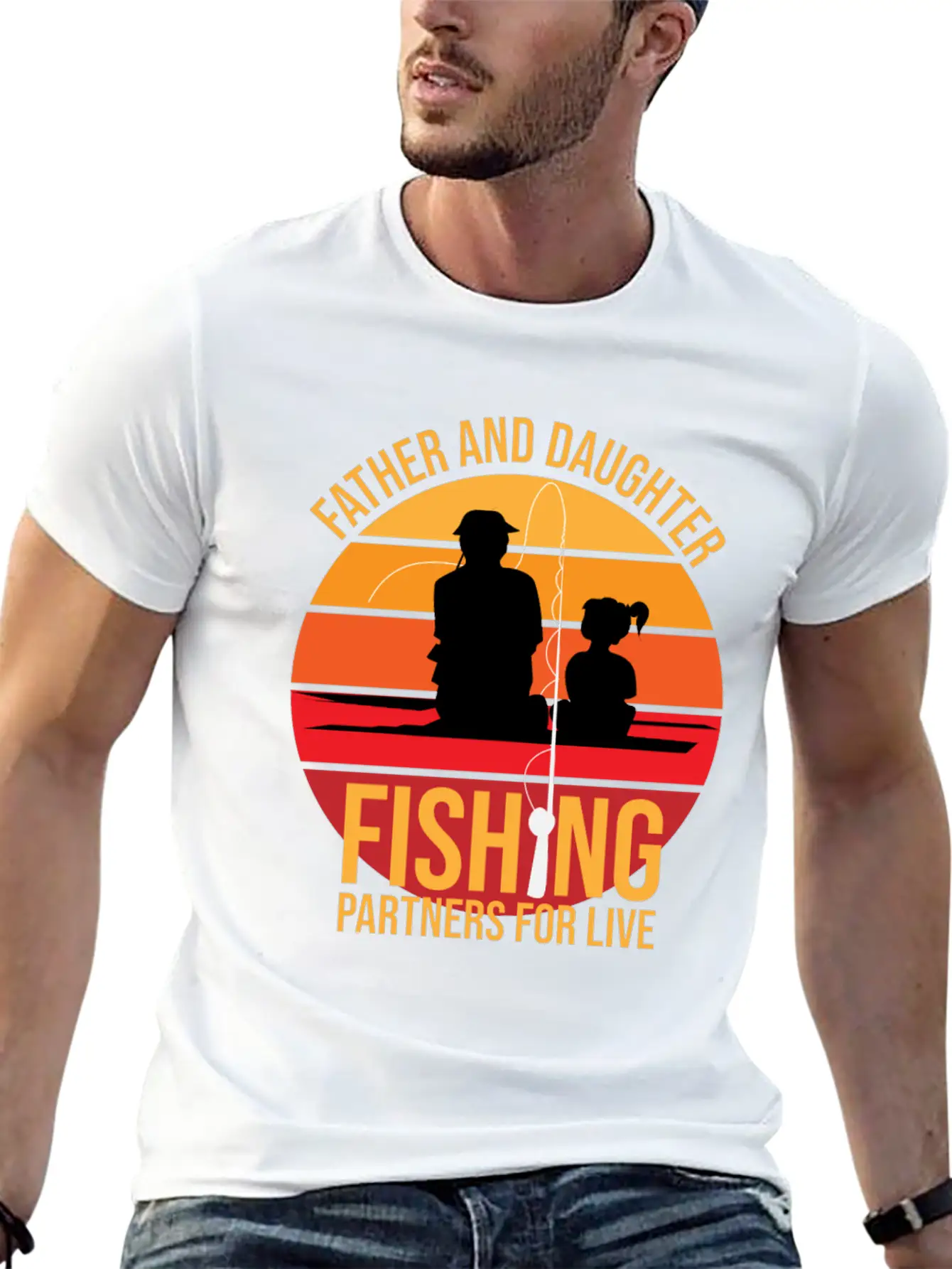Fishing Father And Daughter Fishing Partners For L Unisex Short Sleeve Soft Cotton T-Shirt – Casual Everyday Wear