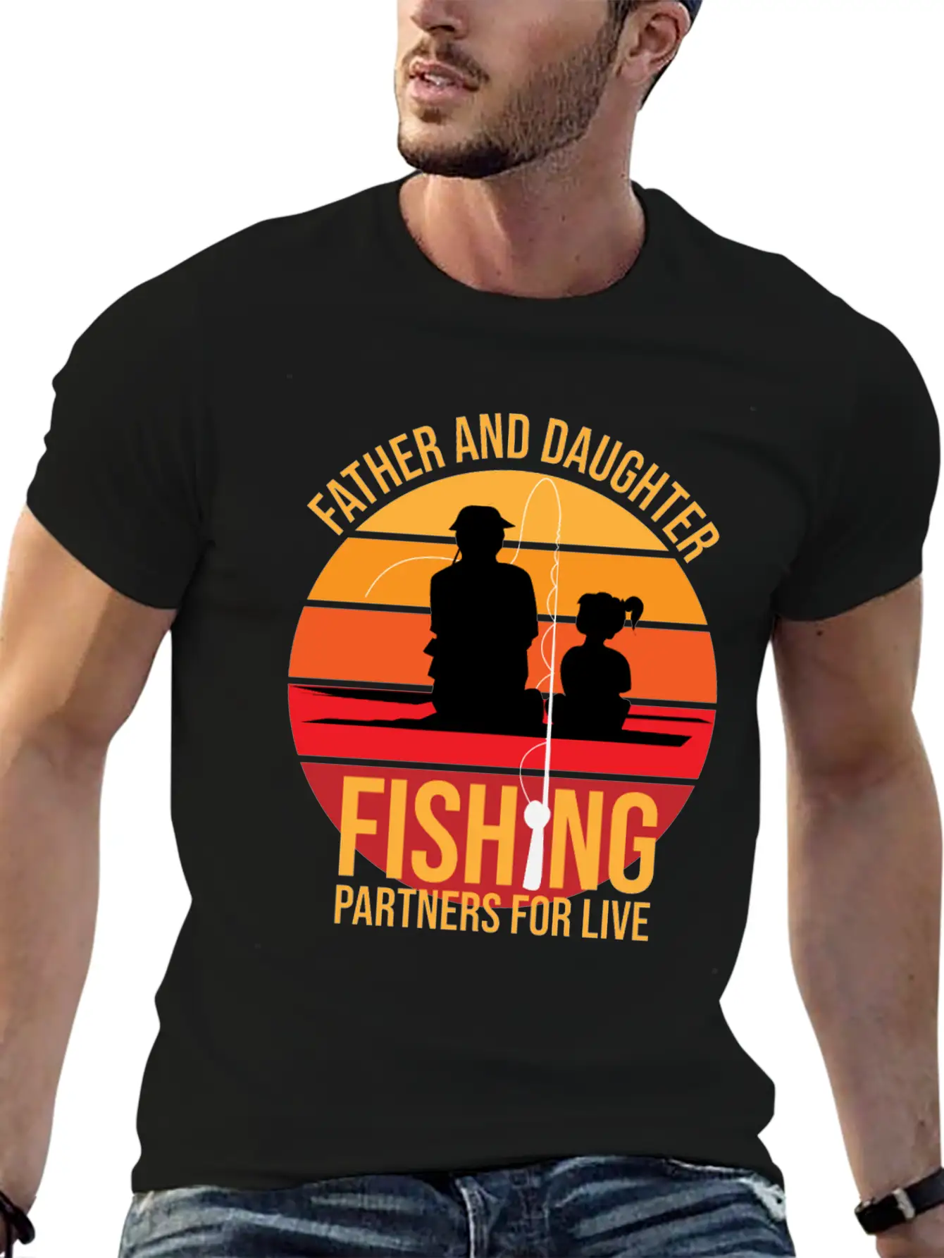 Fishing Father And Daughter Fishing Partners For L Unisex Short Sleeve Soft Cotton T-Shirt – Casual Everyday Wear