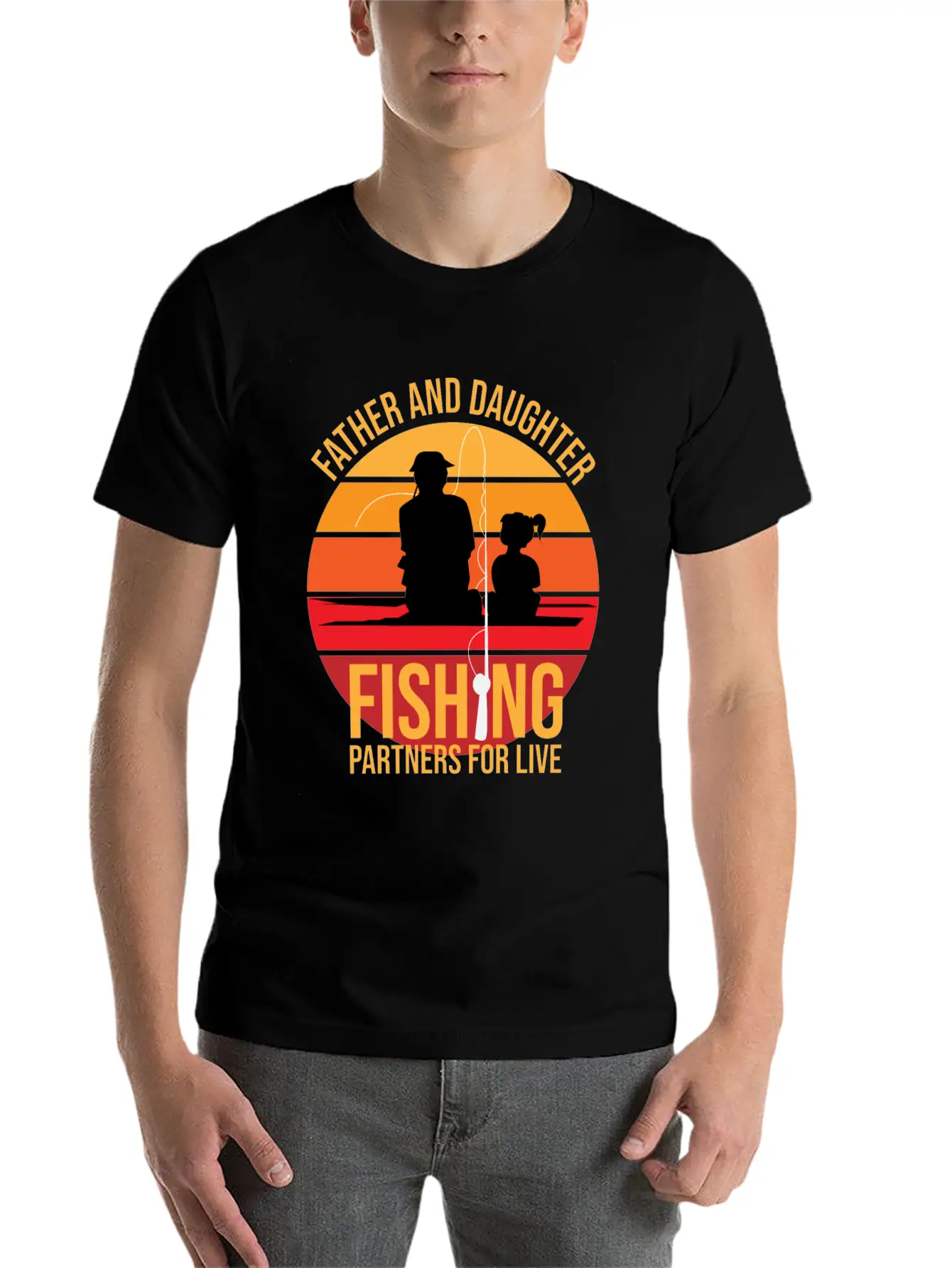 Fishing Father And Daughter Fishing Partners For L Unisex Short Sleeve Soft Cotton T-Shirt – Casual Everyday Wear