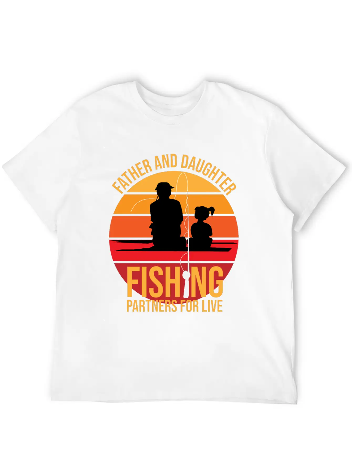 Fishing Father And Daughter Fishing Partners For L Unisex Short Sleeve Soft Cotton T-Shirt – Casual Everyday Wear