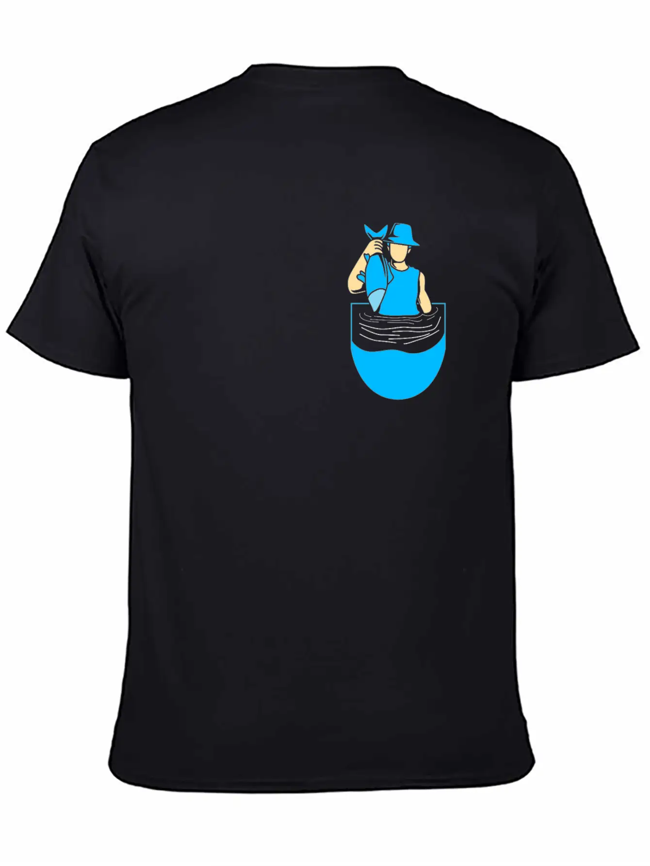 Fishing Funny Pocket Fisherman Fishing Lovers Fish Stylish Everyday T-Shirt – Unisex Basic Cotton Tee