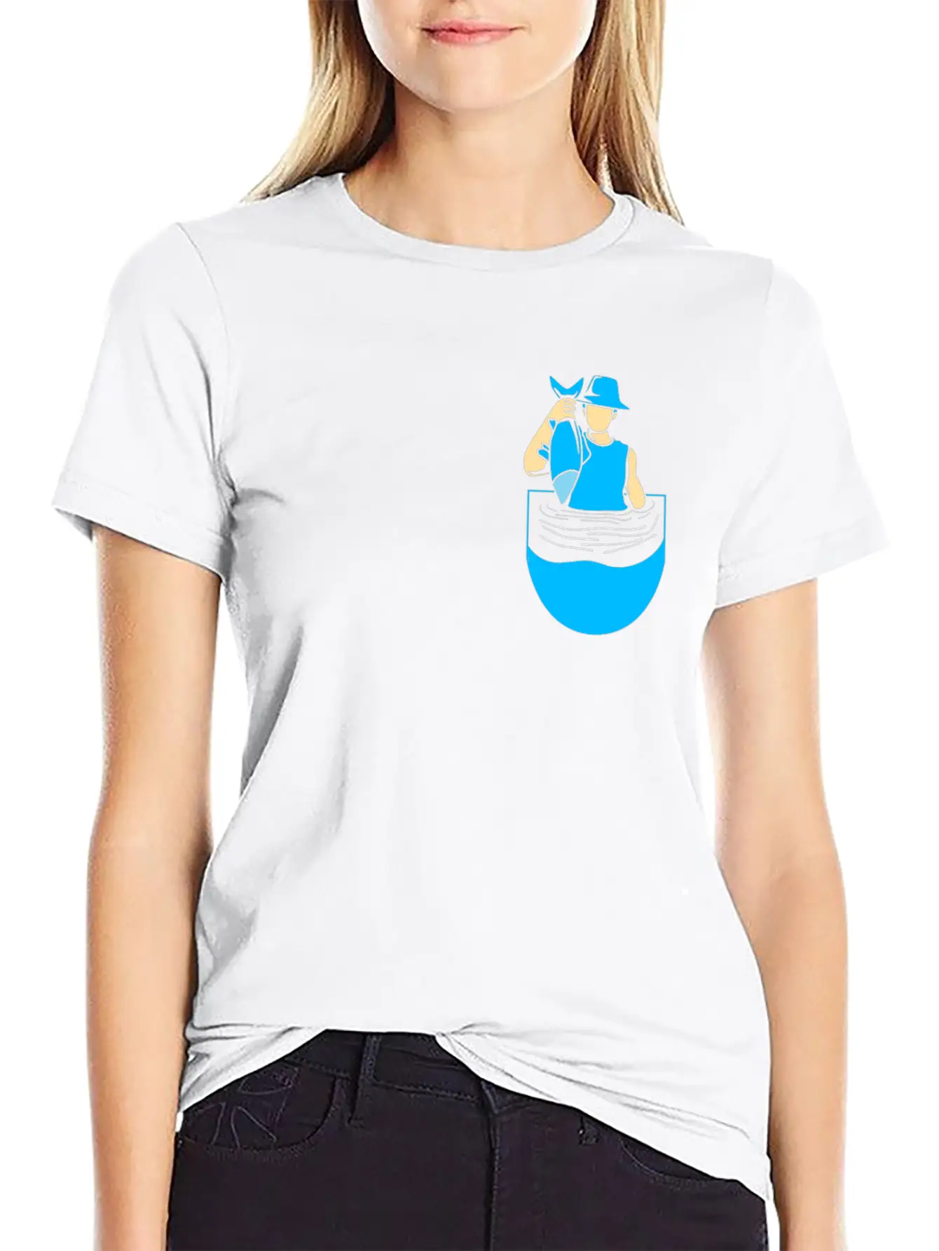 Fishing Funny Pocket Fisherman Fishing Lovers Fish Stylish Everyday T-Shirt – Unisex Basic Cotton Tee
