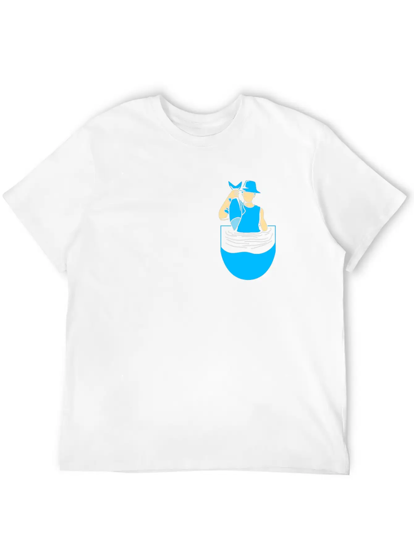 Fishing Funny Pocket Fisherman Fishing Lovers Fish Stylish Everyday T-Shirt – Unisex Basic Cotton Tee