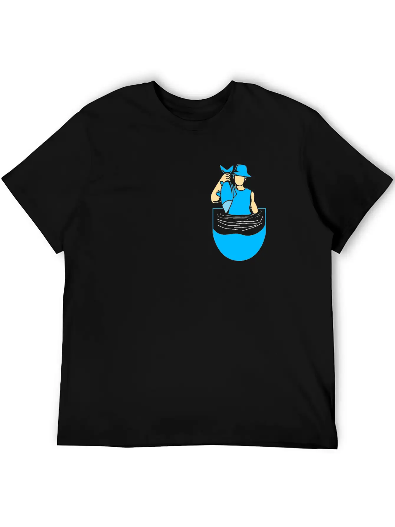 Fishing Funny Pocket Fisherman Fishing Lovers Fish Stylish Everyday T-Shirt – Unisex Basic Cotton Tee