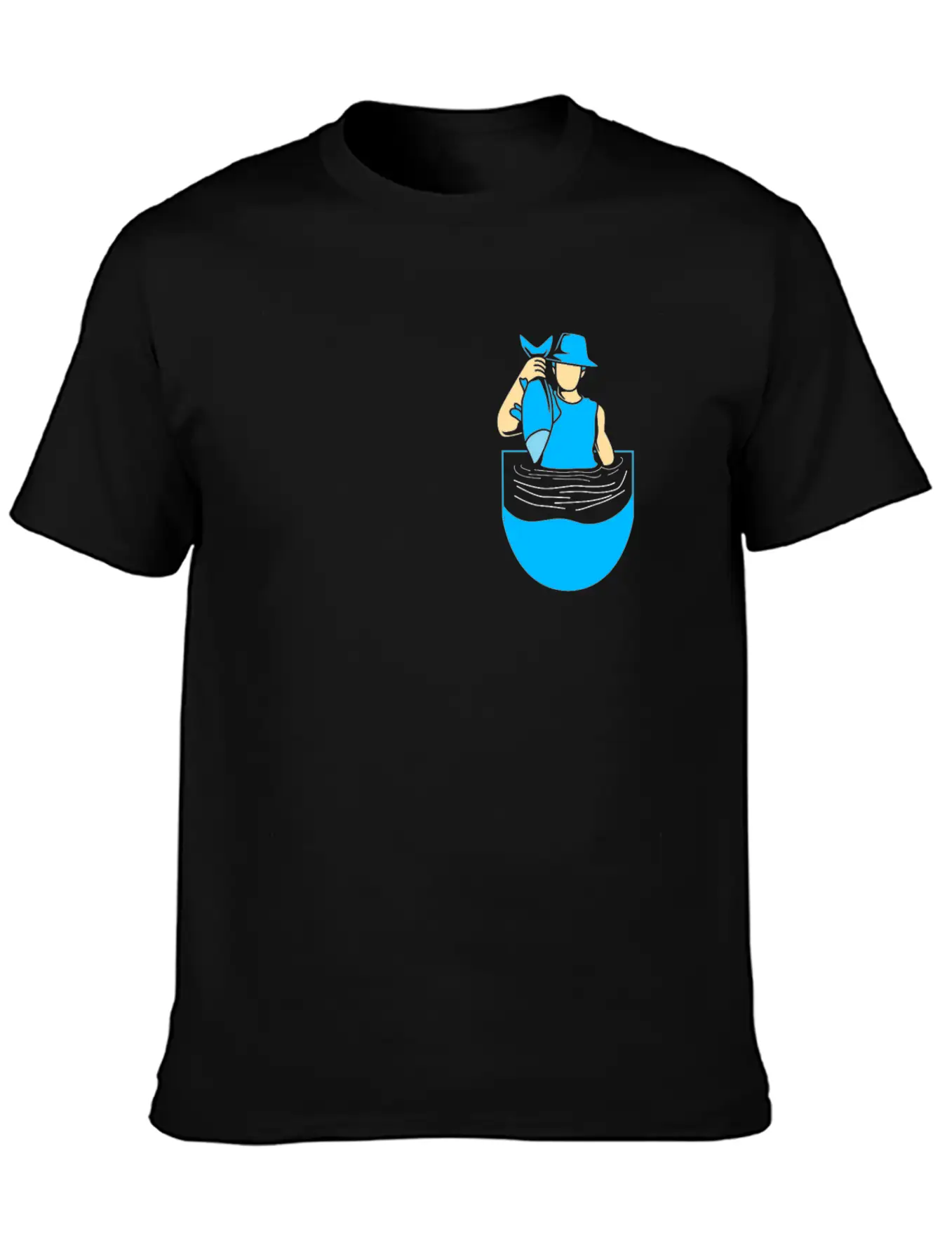 Fishing Funny Pocket Fisherman Fishing Lovers Fish Stylish Everyday T-Shirt – Unisex Basic Cotton Tee
