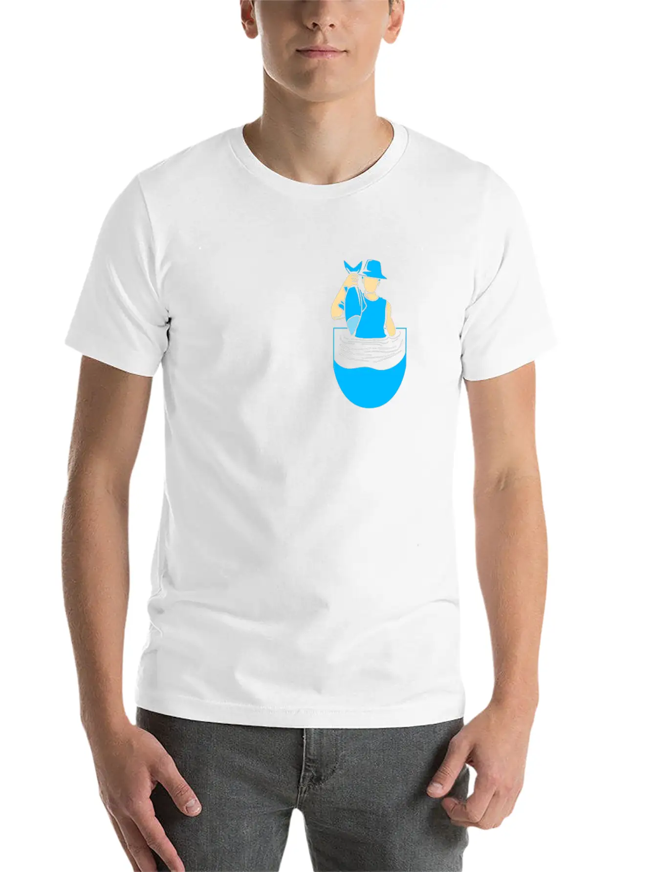 Fishing Funny Pocket Fisherman Fishing Lovers Fish Stylish Everyday T-Shirt – Unisex Basic Cotton Tee