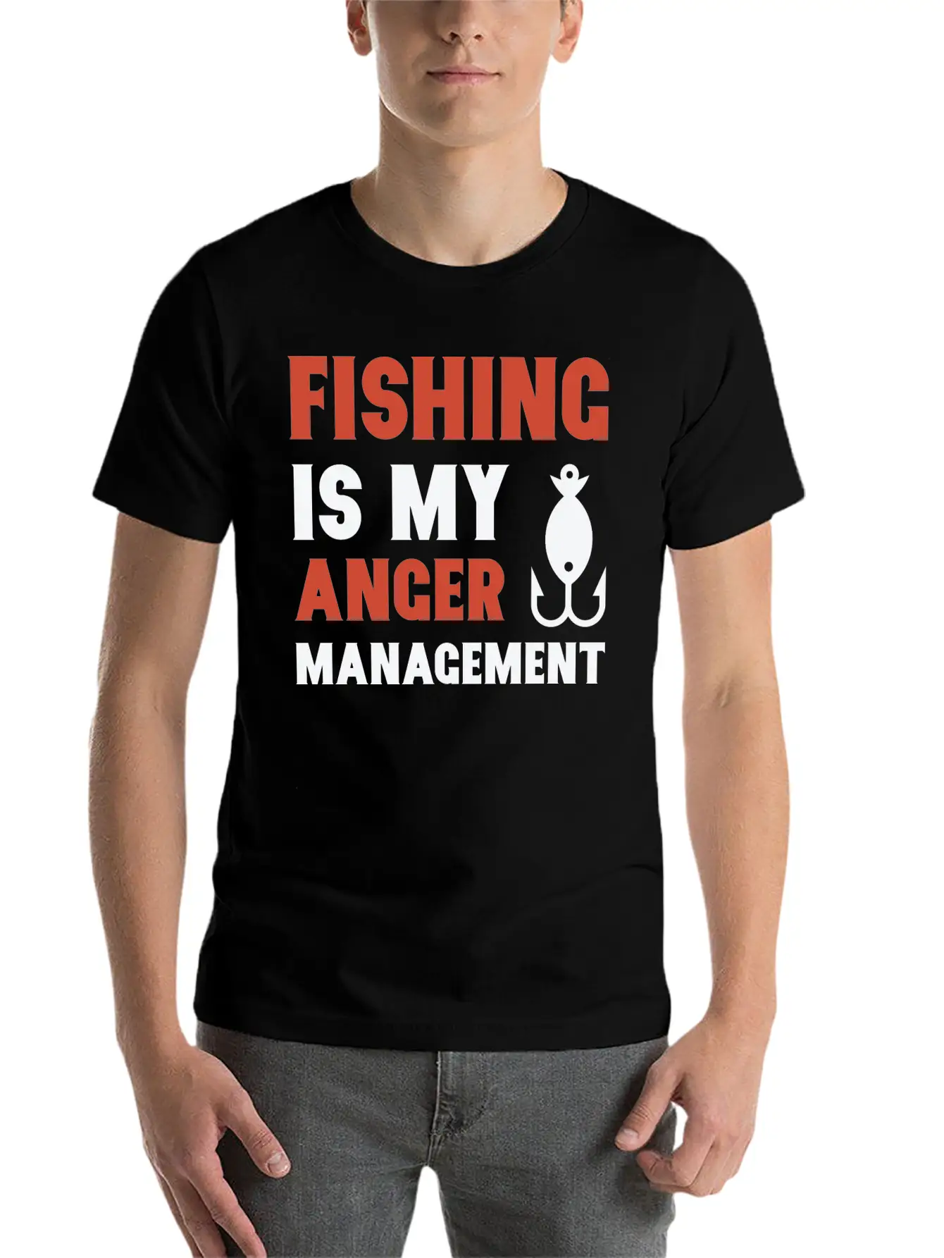 Fishing Is My Anger Management Essential Unisex Summer Tee – Soft Cotton Casual Fit
