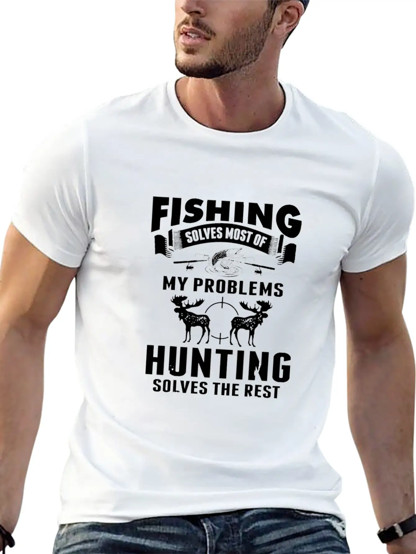 Fishing Solves Most Of My Problems Hunting The Timeless Short Sleeve Tee – Comfy And Minimalist Design