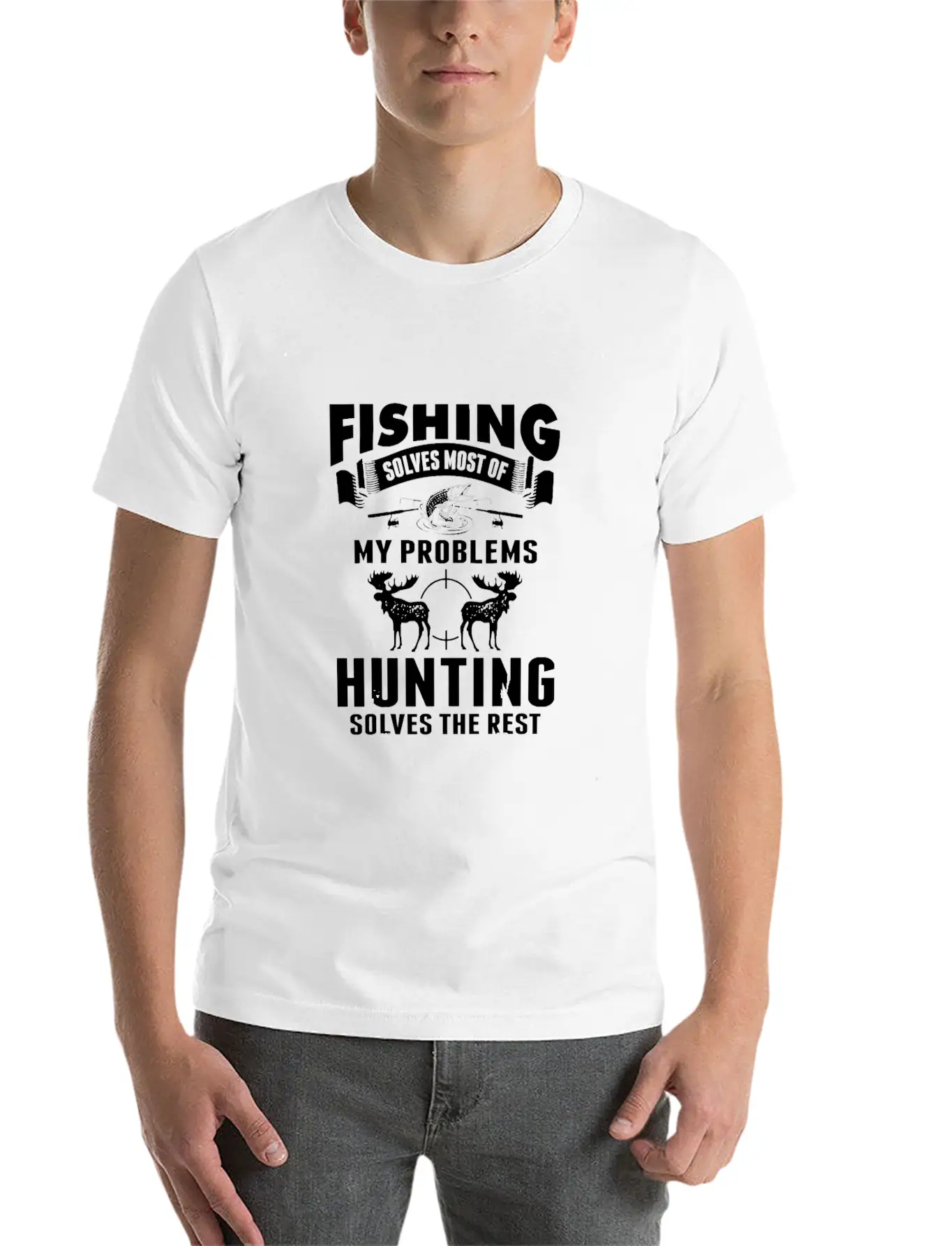 Fishing Solves Most Of My Problems Hunting The Timeless Short Sleeve Tee – Comfy And Minimalist Design