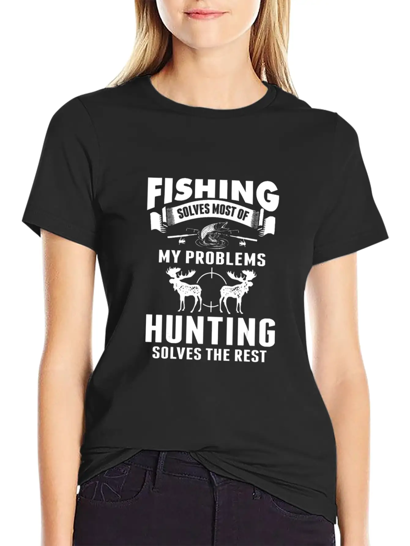 Fishing Solves Most Of My Problems Hunting The Timeless Short Sleeve Tee – Comfy And Minimalist Design
