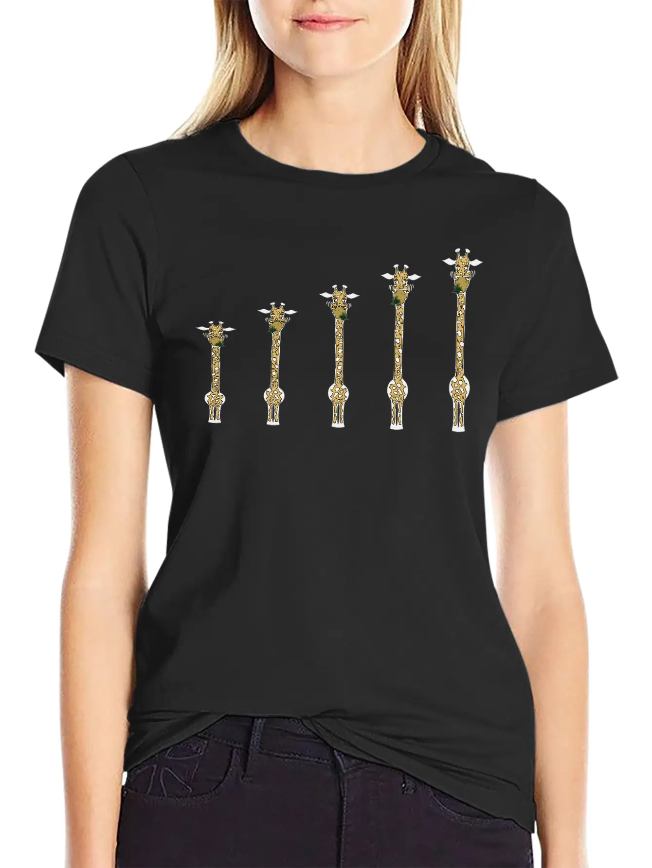 Five Growing Giraffes Unisex Short Sleeve Soft Cotton T-Shirt – Casual Everyday Wear