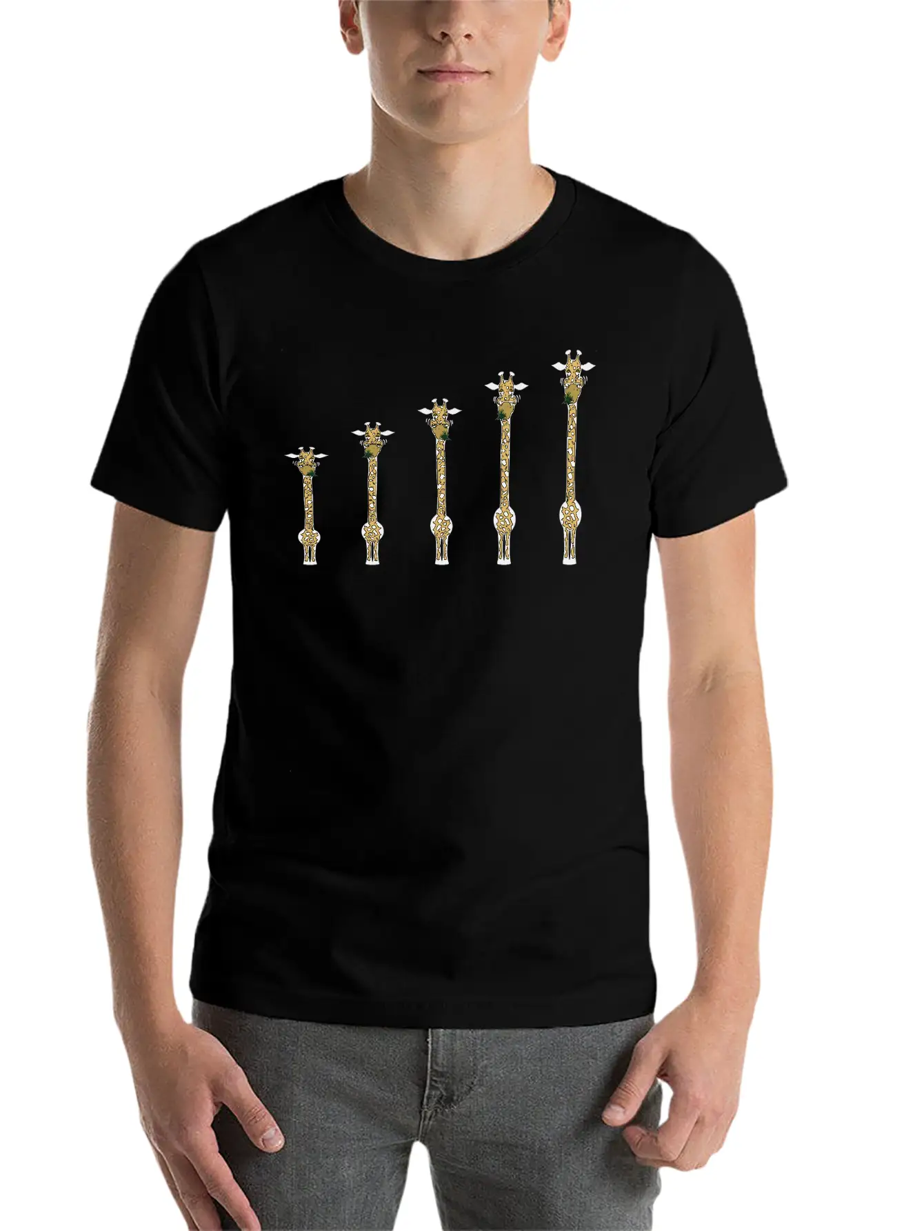 Five Growing Giraffes Unisex Short Sleeve Soft Cotton T-Shirt – Casual Everyday Wear