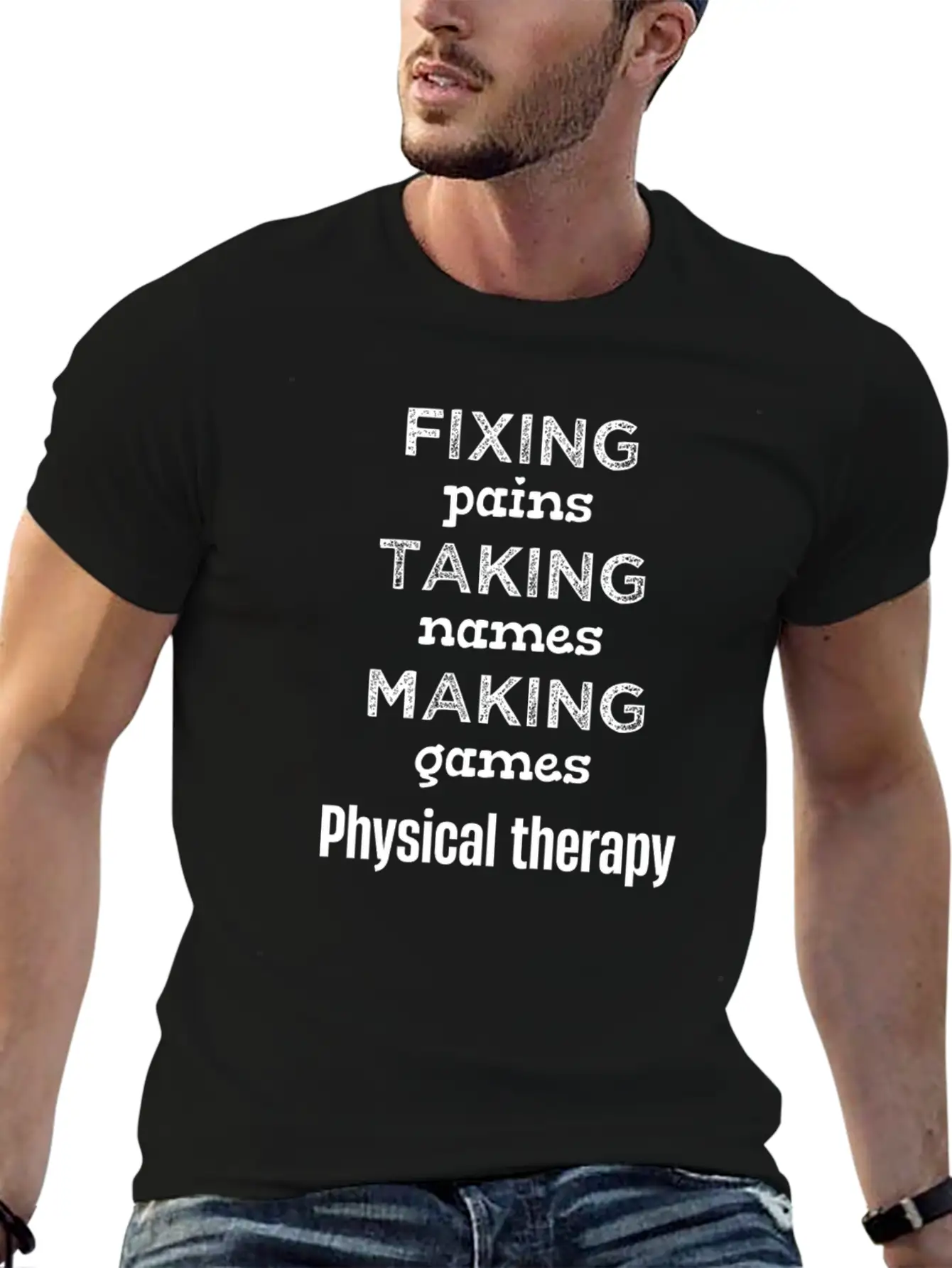 Fixin' Pains Taking Names Funny Physical Comfortable Minimalist Graphic Tee – Summer Style Essential