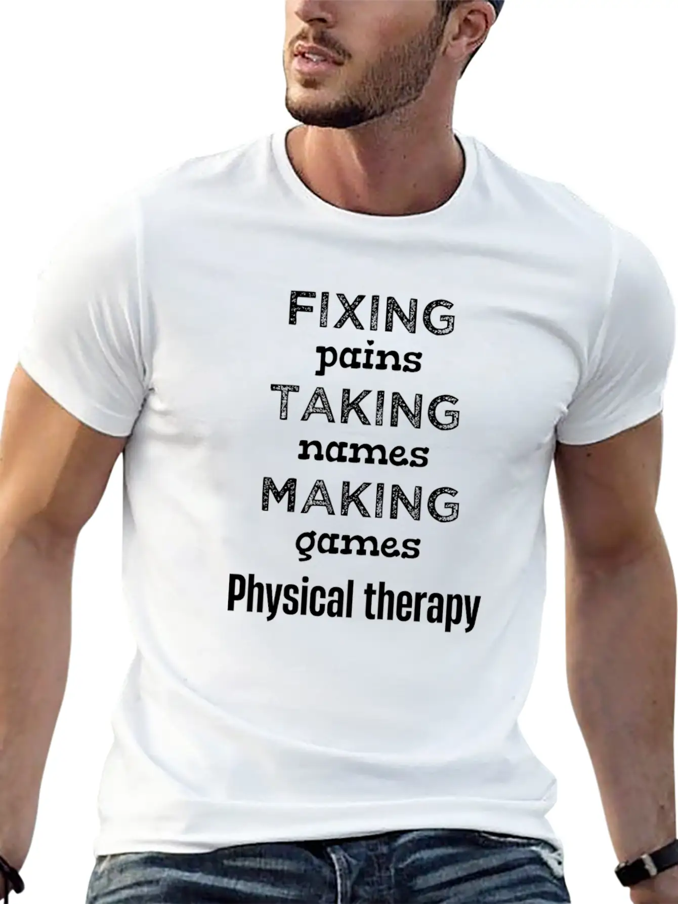 Fixin' Pains Taking Names Funny Physical Comfortable Minimalist Graphic Tee – Summer Style Essential