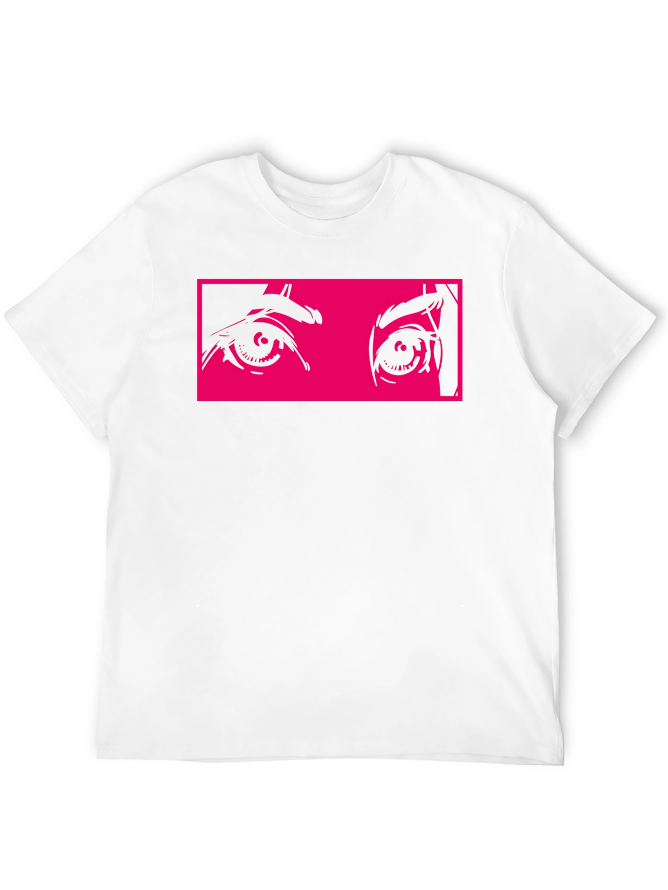 Anime Eyes Graphic Tee - Black Cotton T-Shirt