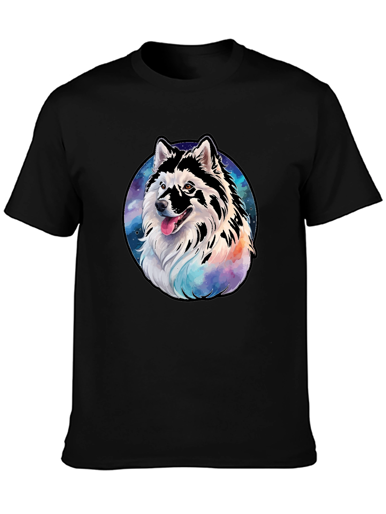 Husky Dog Galaxy T-Shirt - Mens Black Tee