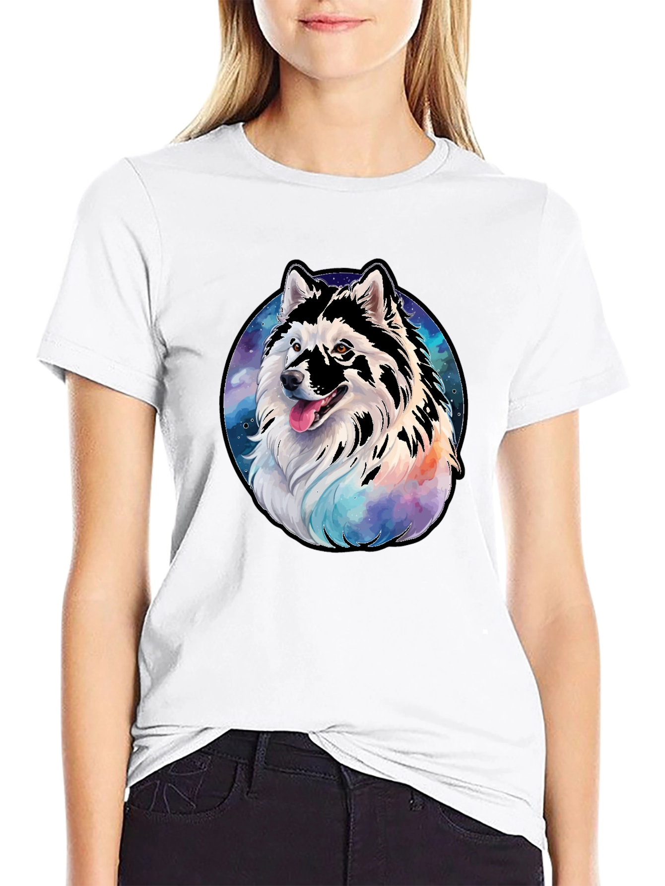 Husky Dog Galaxy T-Shirt - Mens Black Tee