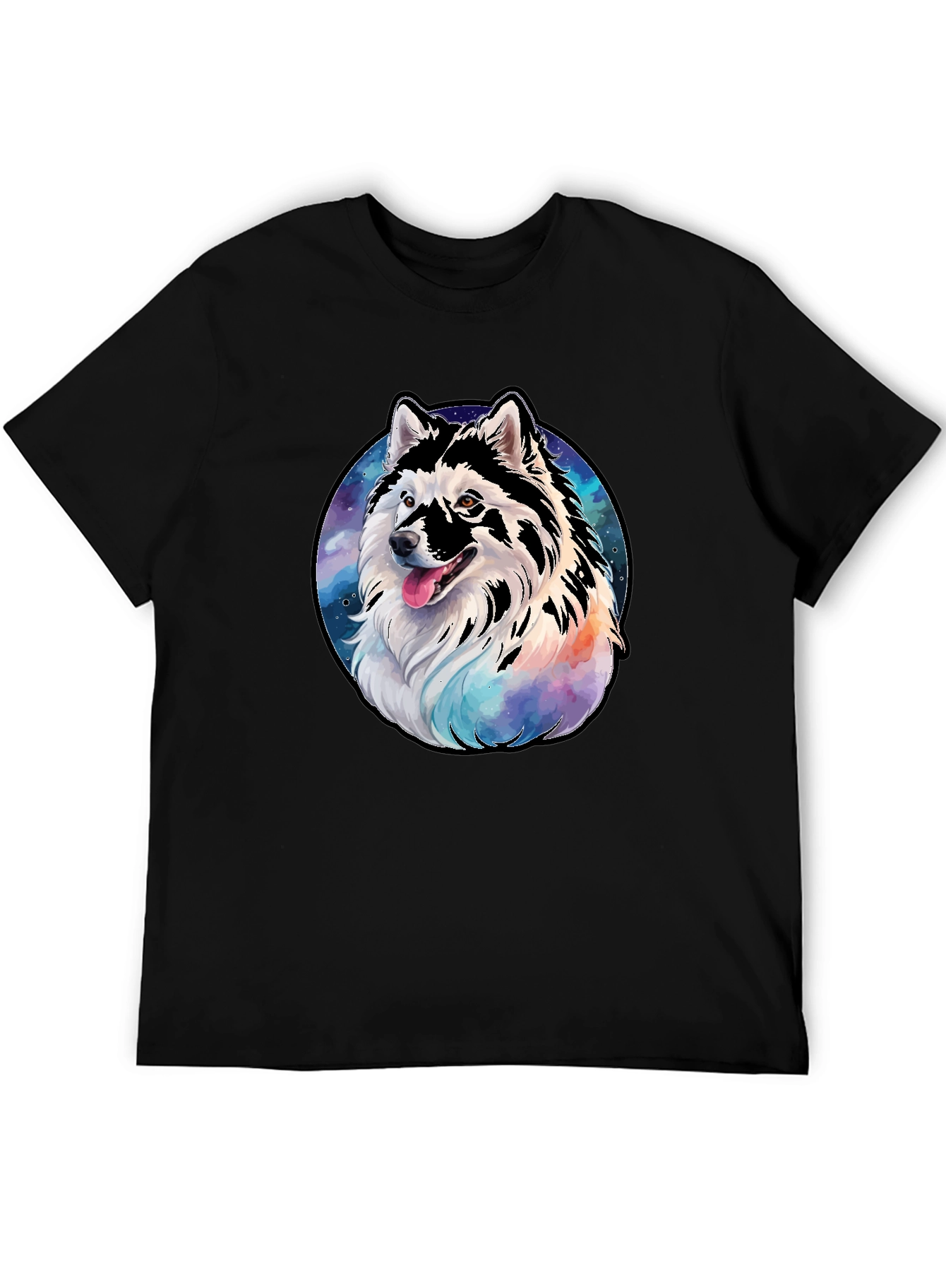 Husky Dog Galaxy T-Shirt - Mens Black Tee