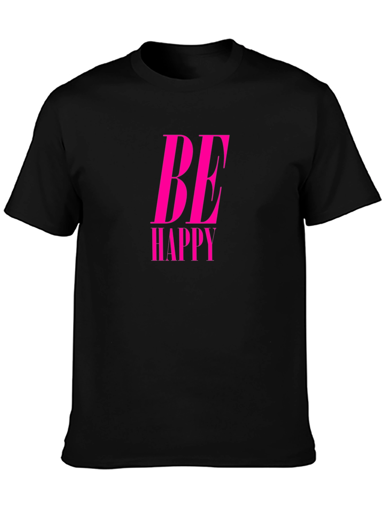 Be Happy Pink Graphic Black Tee