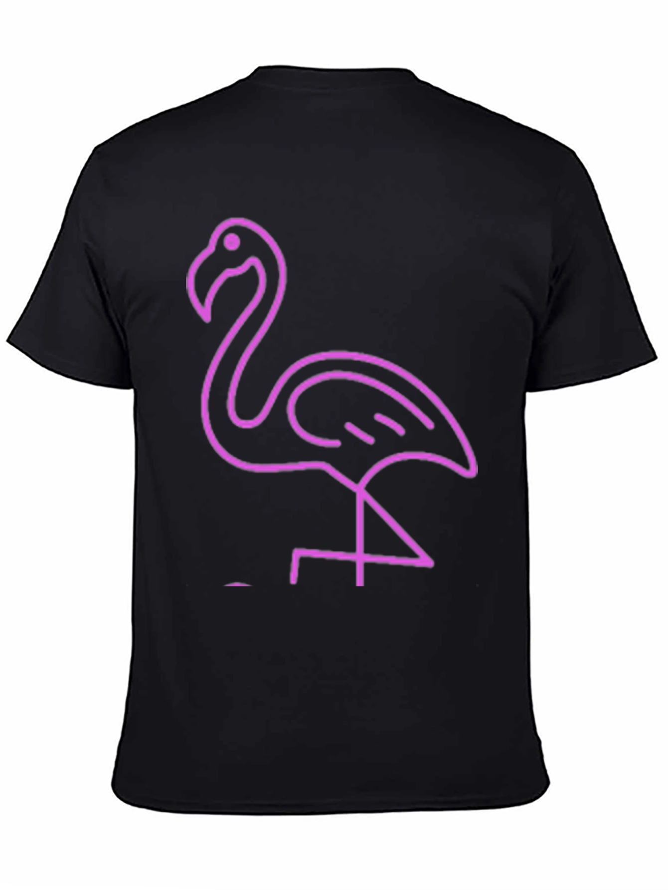 Neon Flamingo Graphic Tee - Black Cotton Casual T-Shirt